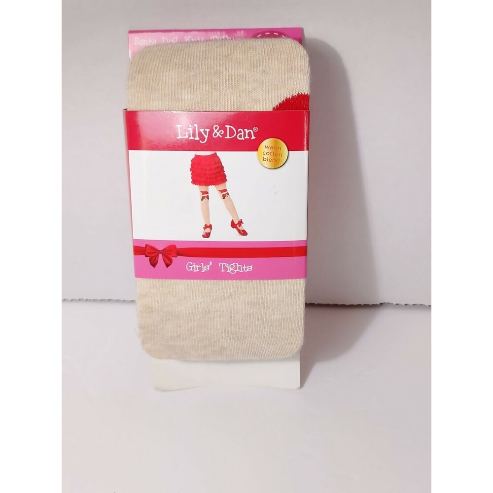 Lily & Dan Girls Size Small Christmas Dog Knit Tights Cotton Blend